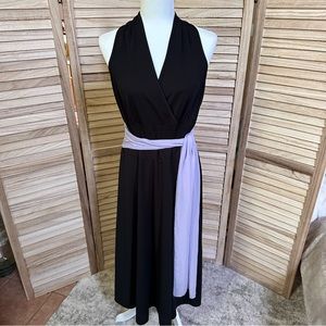 Torrid Black Halter Dress with Lavender Sash Sz 14
